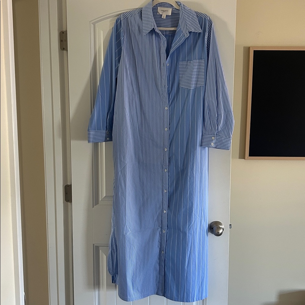 Pomander Place Sky Blue and White Striped Blouse